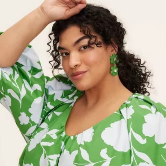 NIB Kate Spade x Target Green Flower Drop Earrings - Picture 4 of 5